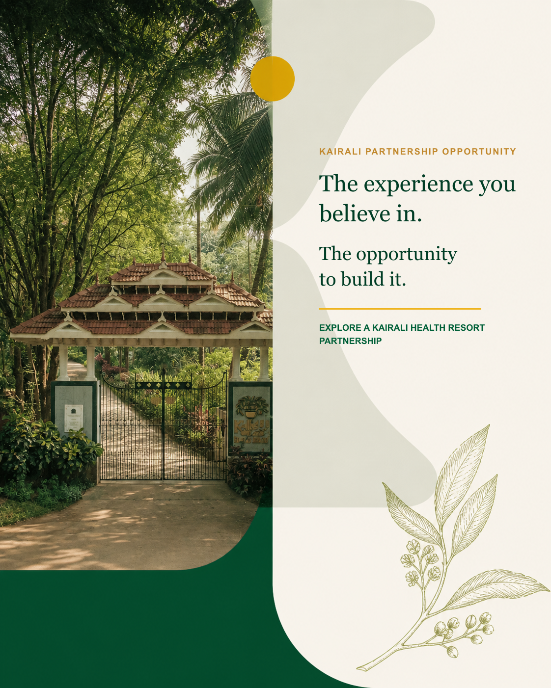 Kairali Ayurvedic Healing Village partnership opportunity
